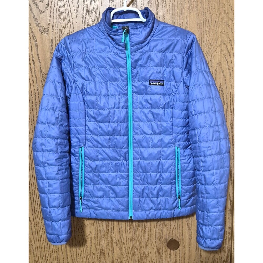 Patagonia Women's Lilac Teal Winter Cozy Lightweight Puffer Jacket Pockets Sz S